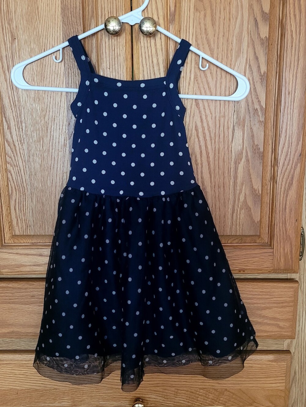 Old Navy Little Girl's Dress, Size 4T. Navy With White Polkadots - Picture 6 of 6